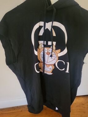 Gucci Black Hoodie with Green Doraemon Collaboration Tag